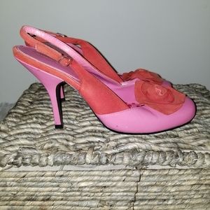 Sz 7.5 M heels 4" Chinese Laundry Red Pink used